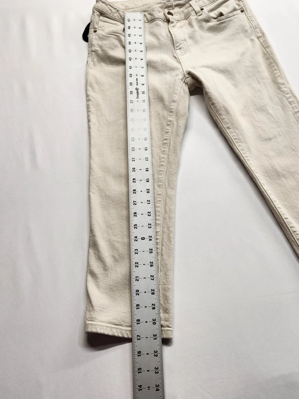 ⭐️Michael Kors Ecru Cream Straight Leg Crop Jeans Size 8 Comfort Stretch